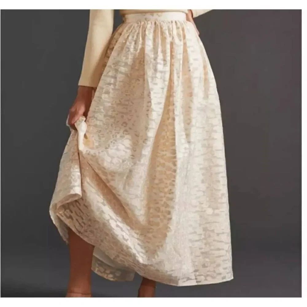 NWT Anthropologie Pankaj & Nidhi Burnout Shimmer Maxi Skirt Medium